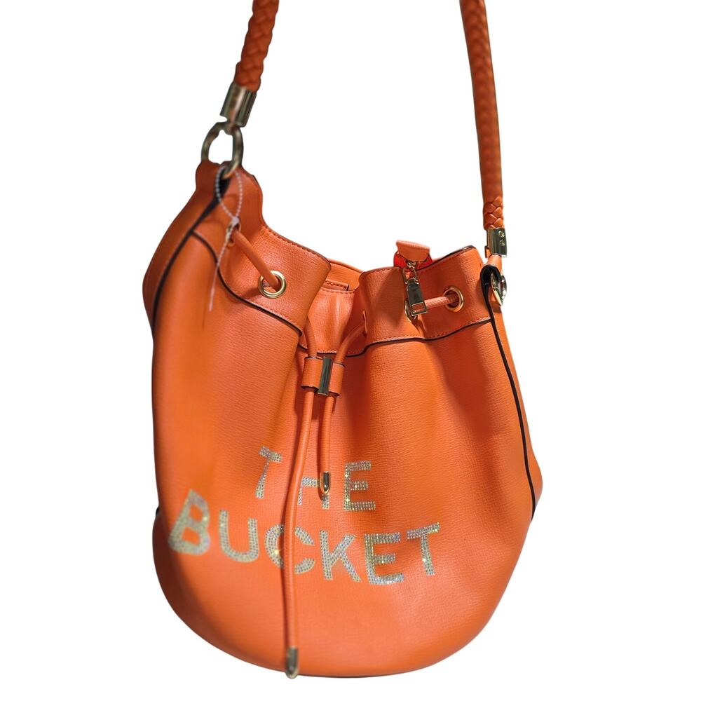 THE BUCKET ORANGE BUCKET DRAWSTRING BAG